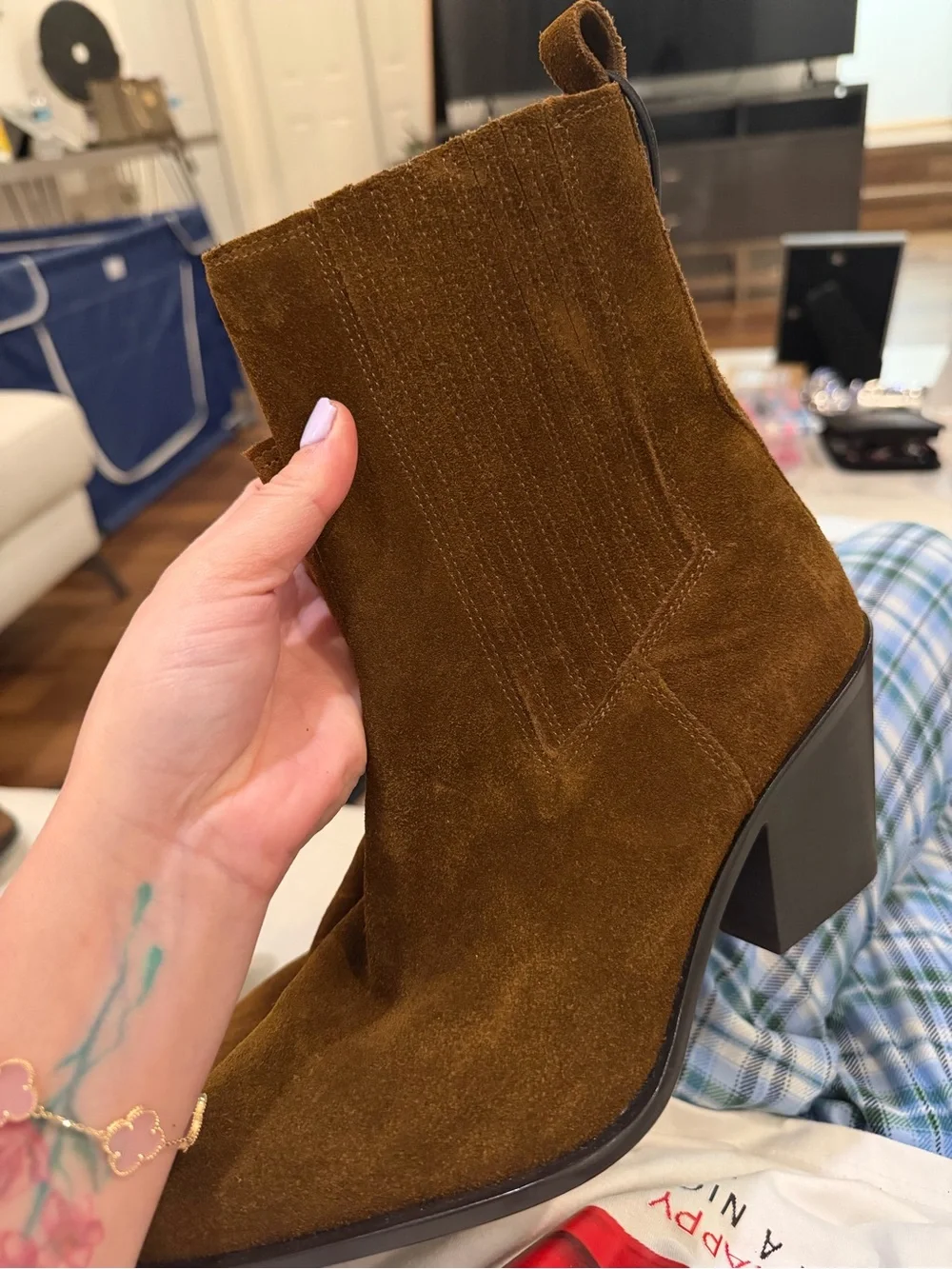 Zara Dark Brown Suede Pointed-Toe Ankle Boots